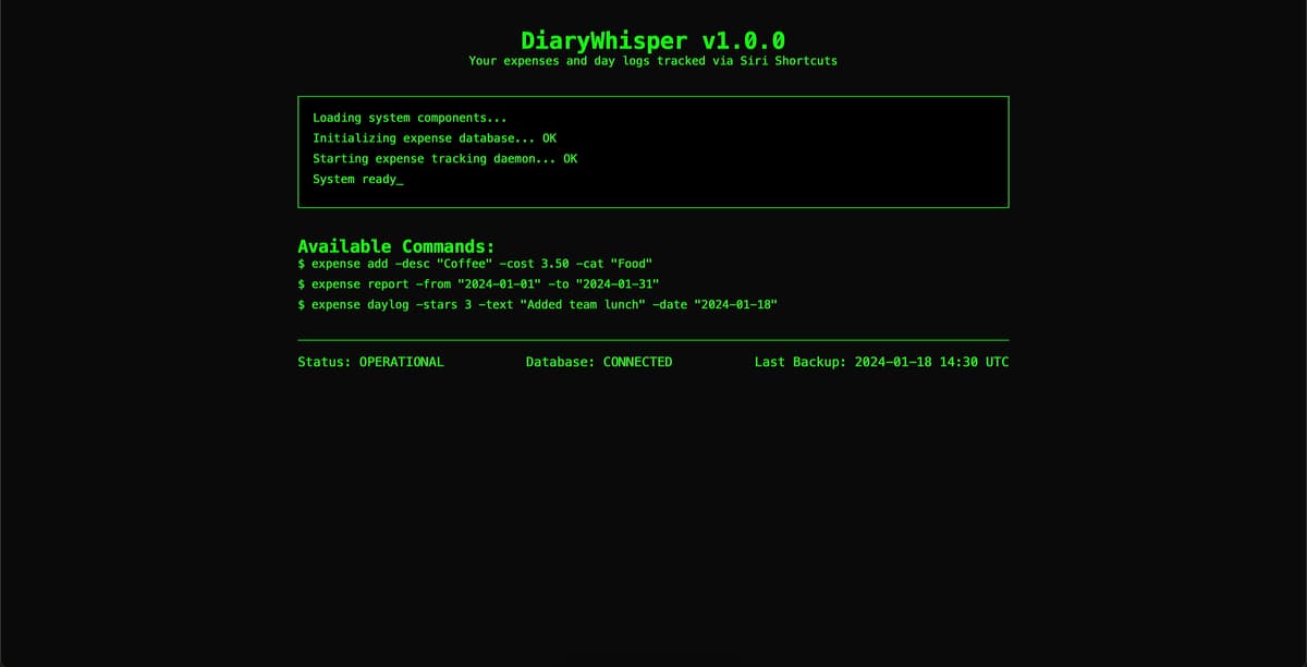 Diary Whisper interface screenshot showing diary whisper functionality